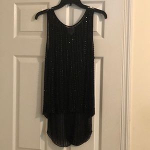 Parker Black beaded/sequin top with split back